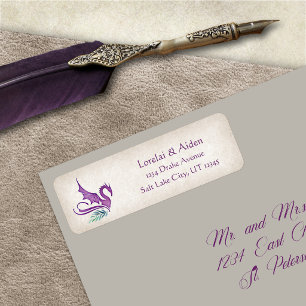 Dragon Floral Wedding Return Address Label