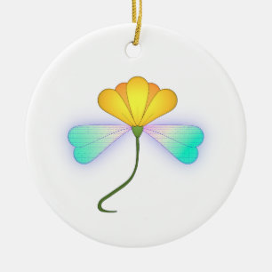 Dragon Flower Ceramic Ornament