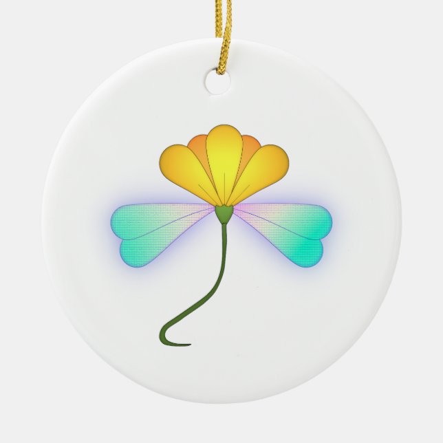 Dragon Flower Ceramic Ornament (Front)
