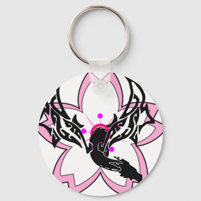 Dragon Flower Cherry Blossom Key Ring (Front)