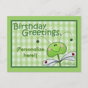 Dragon Fly Birthday personalise Postcard