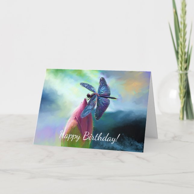 Dragon Fly Custom Birthday Greeting Card (Front)