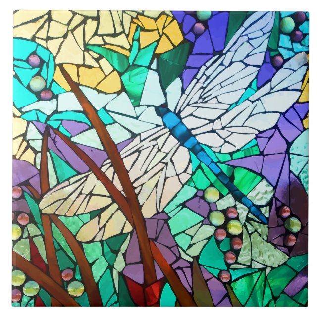 dragon-fly, dragonfly ceramic tile (Front)