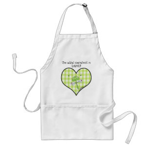 Dragon Fly in green gingham heart Standard Apron