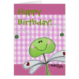 Dragon Fly on Pink Gingham