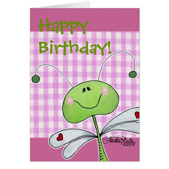 Dragon Fly on Pink Gingham (Front)