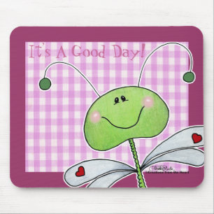 Dragon Fly on Pink Gingham Mouse Pad