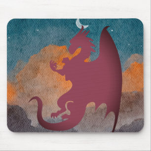 dragon flying in the night mouse pad