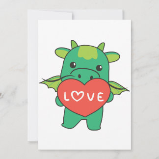 Dragon For Valentine's Day Cute Animals Heart Holi Holiday Card