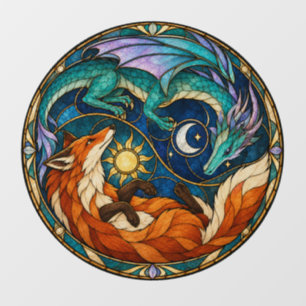 Dragon Fox Sun Moon Stained Glass