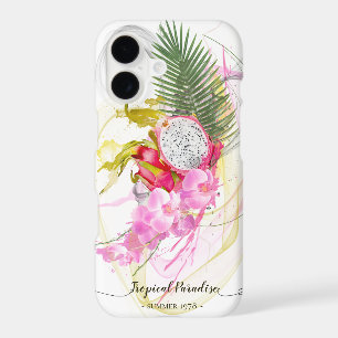 Dragon Fruit and Pink Orchid Tropical Calligraphy