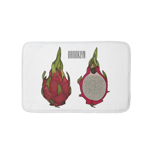 Dragon fruit cartoon illustration bath mat (Front)