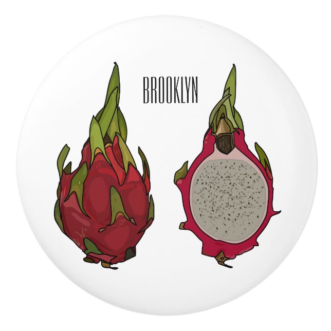 Dragon fruit cartoon illustration ceramic knob (Front)