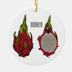 Dragon fruit cartoon illustration ceramic ornament