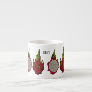 Dragon fruit cartoon illustration espresso cup