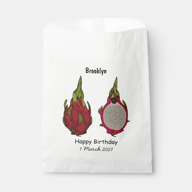 Dragon fruit cartoon illustration favour bag (Front)