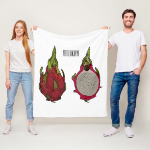 Dragon fruit cartoon illustration fleece blanket