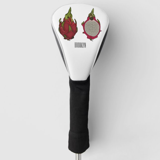 Dragon fruit cartoon illustration golf head cover (Front)