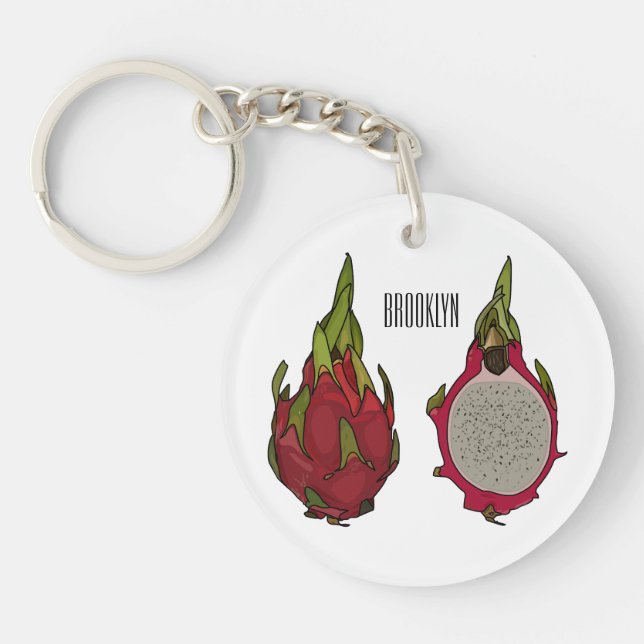 Dragon fruit cartoon illustration  key ring (Front)
