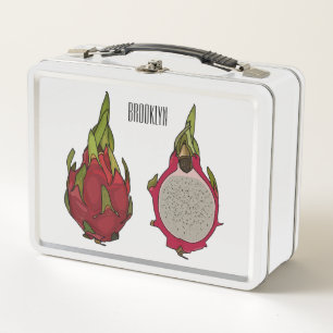 Dragon fruit cartoon illustration metal lunch box