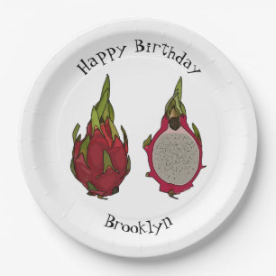 Dragon fruit cartoon illustration paper plate
