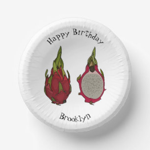 Dragon fruit cartoon illustration paper plate