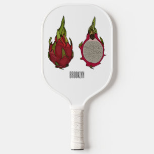 Dragon fruit cartoon illustration pickleball paddle