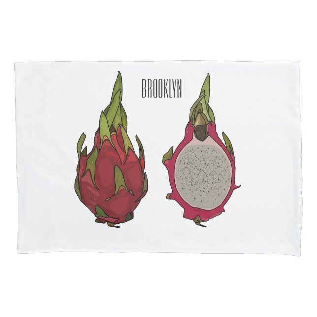 Dragon fruit cartoon illustration pillowcase (Front)