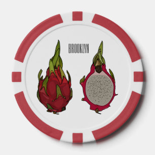 Dragon fruit cartoon illustration poker chips