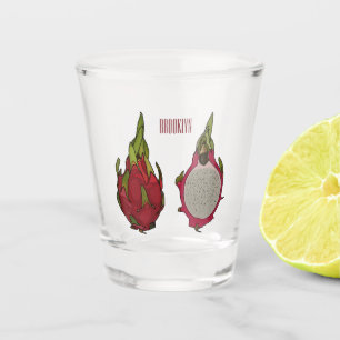 Dragon fruit cartoon illustration shot glass