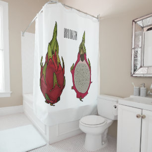 Dragon fruit cartoon illustration shower curtain