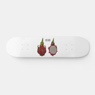 Dragon fruit cartoon illustration skateboard