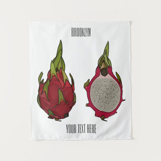 Dragon fruit cartoon illustration tapestry (Front)