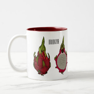 Dragon fruit cartoon illustration Two-Tone coffee mug