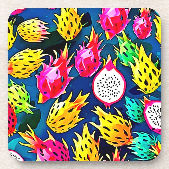 Dragon Fruit Pattern Art Coaster (Front)