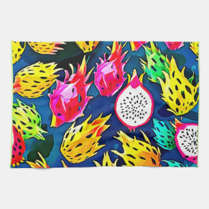 Dragon Fruit Pattern Art Tea Towel