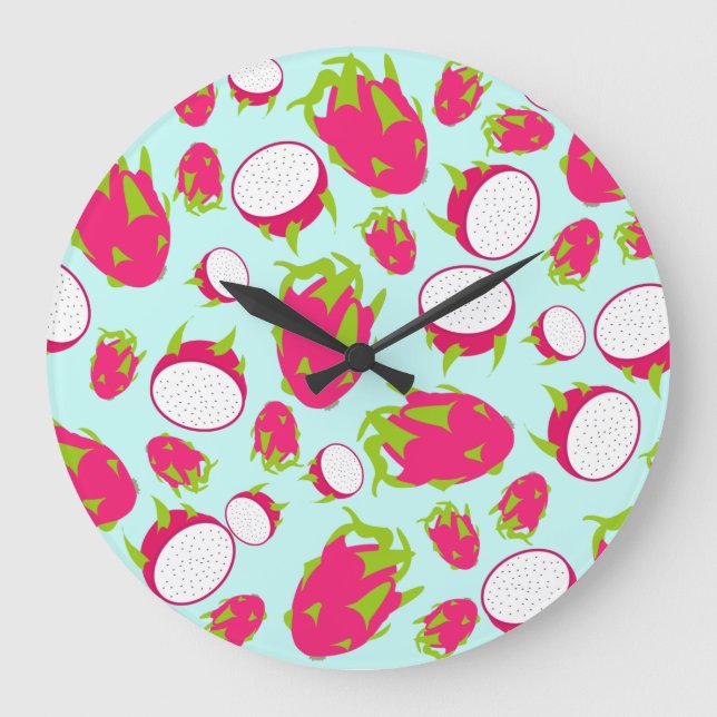 Dragon Fruit Pattern Large Clock (Front)