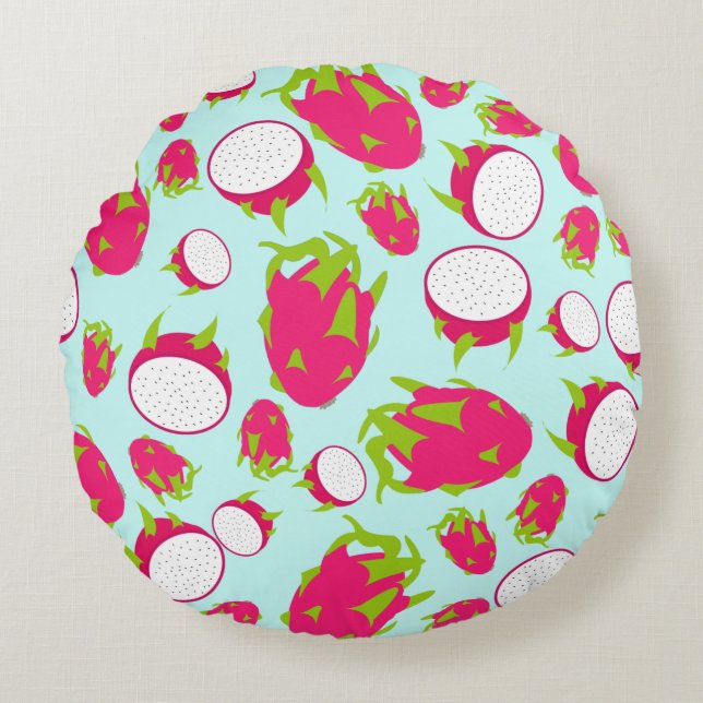 Dragon Fruit Pattern Round Cushion (Front)
