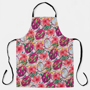Dragon Fruit Tropical Floral Modern Green Palm Apron