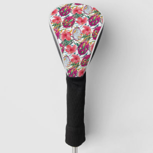 Dragon Fruit Tropical Floral Modern Green Palm Golf Head Cover