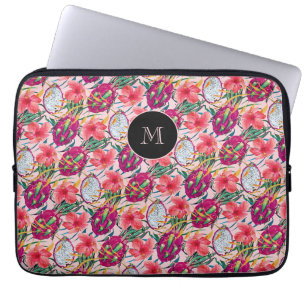 Dragon Fruit Tropical Floral Modern Green Palm Laptop Sleeve