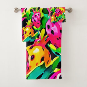 Dragon Fruit Vivid Pattern Bath Towel Set