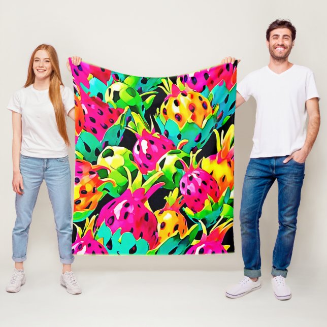 Dragon Fruit Vivid Pattern Fleece Blanket (In Situ)