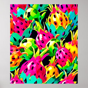Dragon Fruit Vivid Pattern Poster
