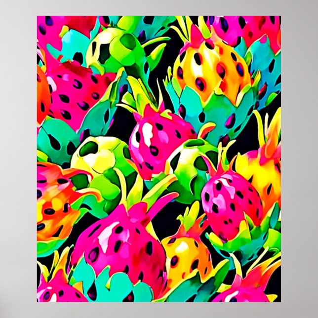 Dragon Fruit Vivid Pattern Poster (Front)