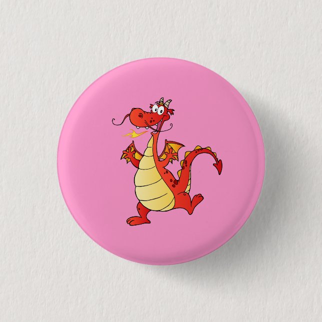 Dragon Funny Happy Fantasy Fiction Drawing Cartoon 3 Cm Round Badge (Front)