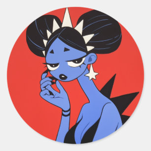 Dragon Girl Classic Round Sticker