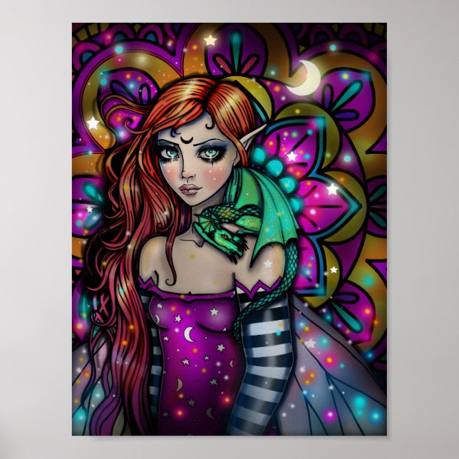 Dragon Girl Fantasy Art by Molly Harrison Poster (Front)