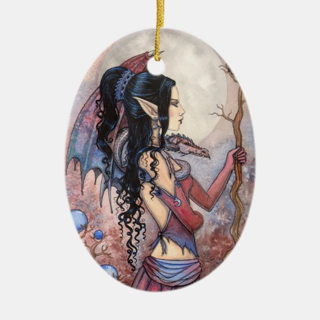 Dragon Girl Fantasy Art Ornament (Front)