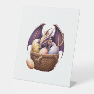 Dragon Girl Lover Collecting Easter Eggs - Kids Cu Pedestal Sign